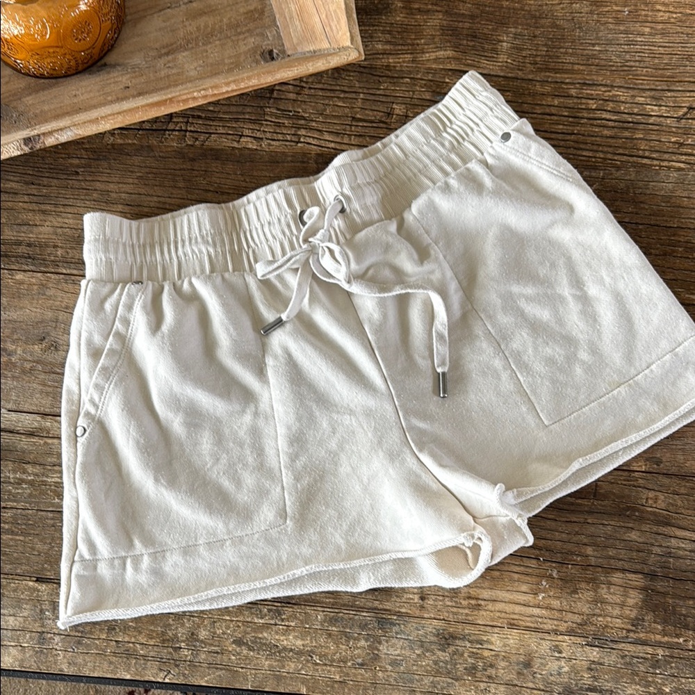 Women's beige fleece shorts.  Elie Tahari size LG